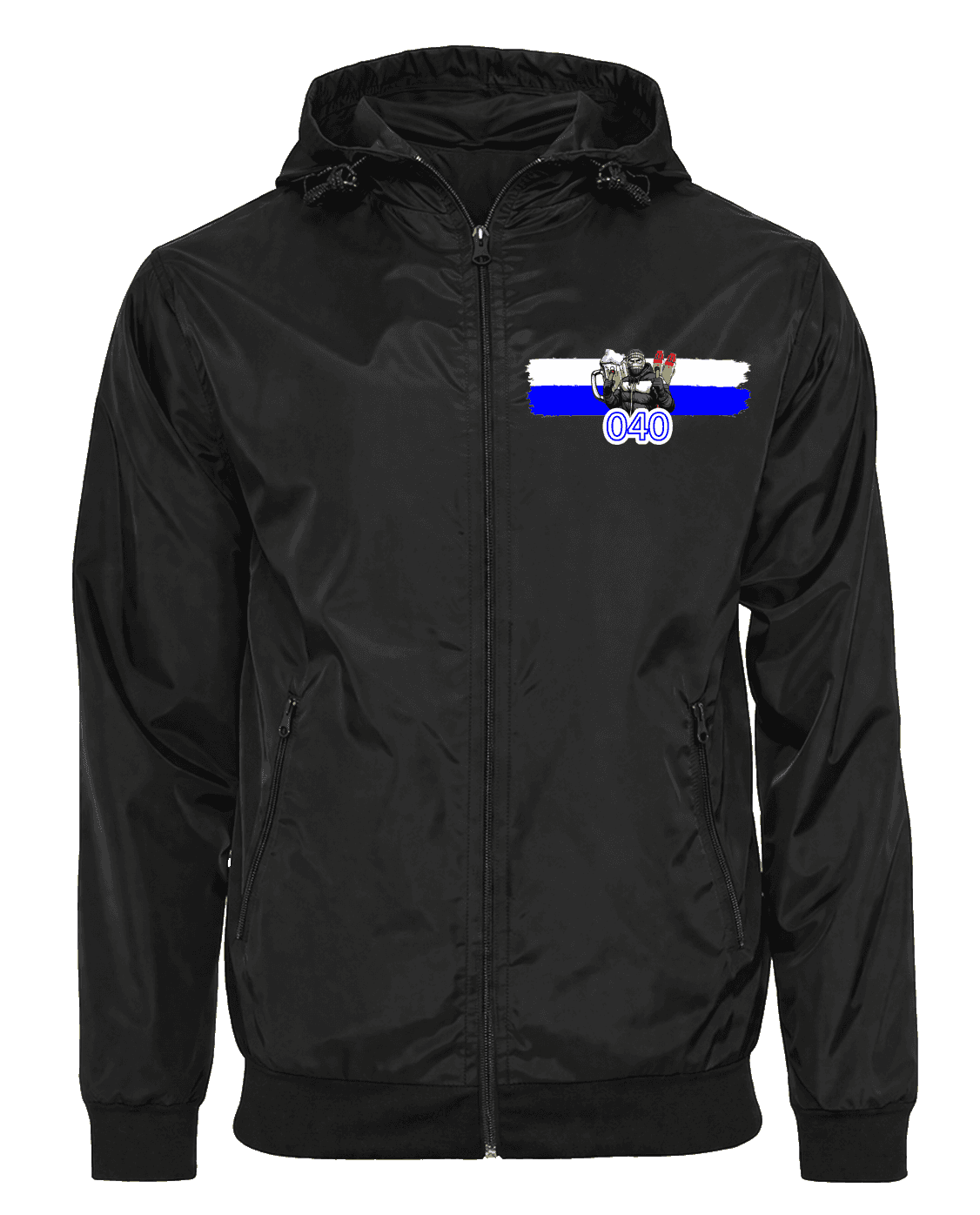 (Blauw-wit) 040 Jas met afritsbare bivakmuts