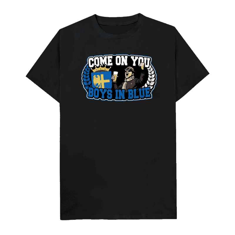 Come on you boys in blue T-shirt