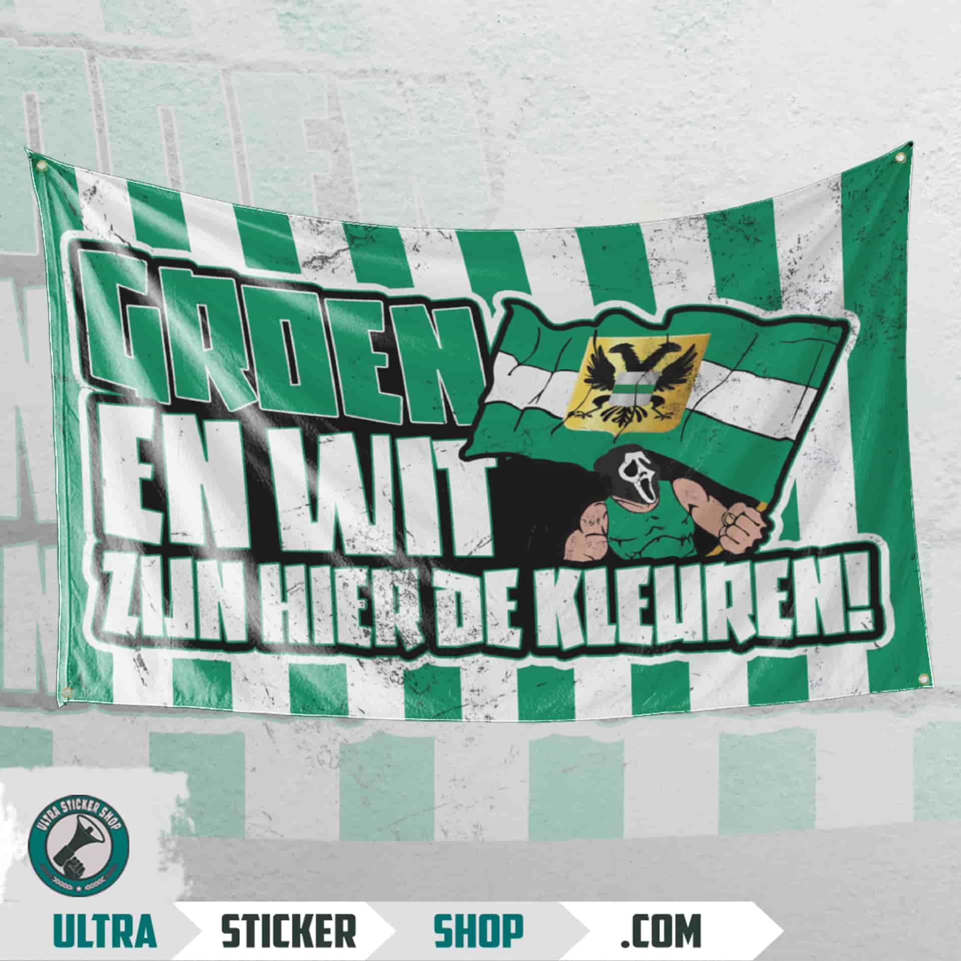 Groen en wit zijn hier de kleuren Vlag