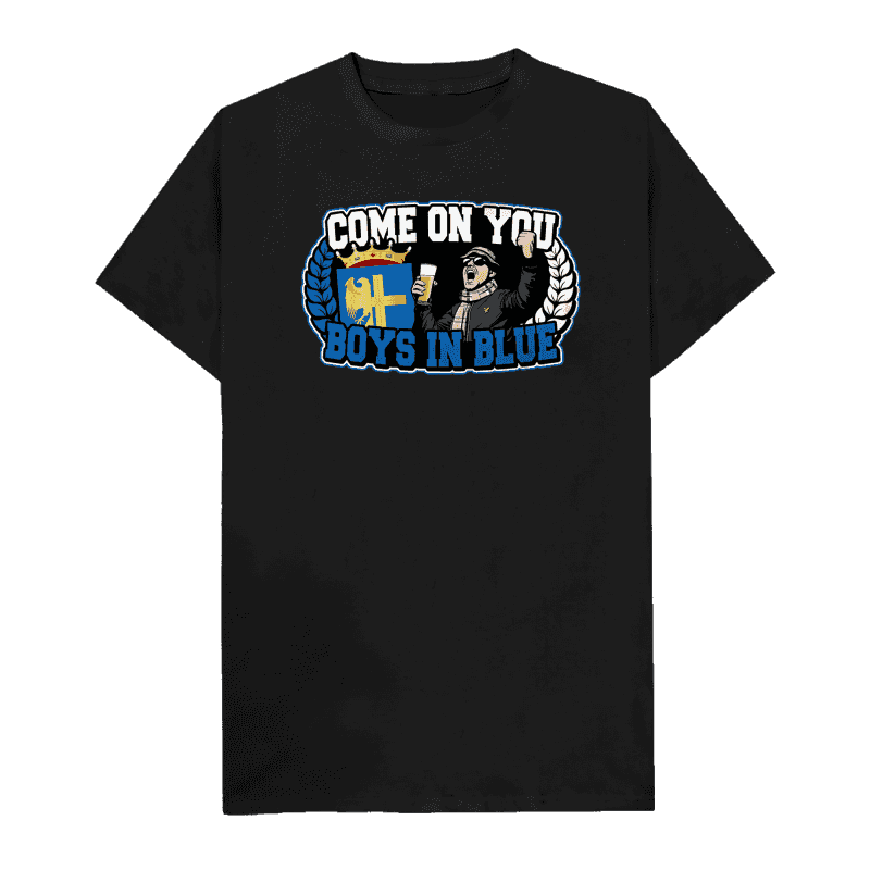Come on you boys in blue T-shirt