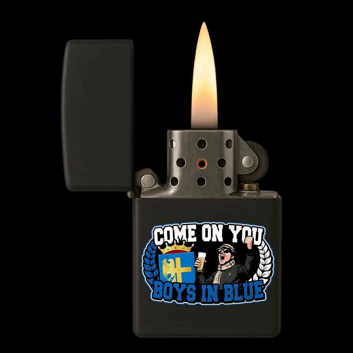 Come on you boys in blue Aansteker