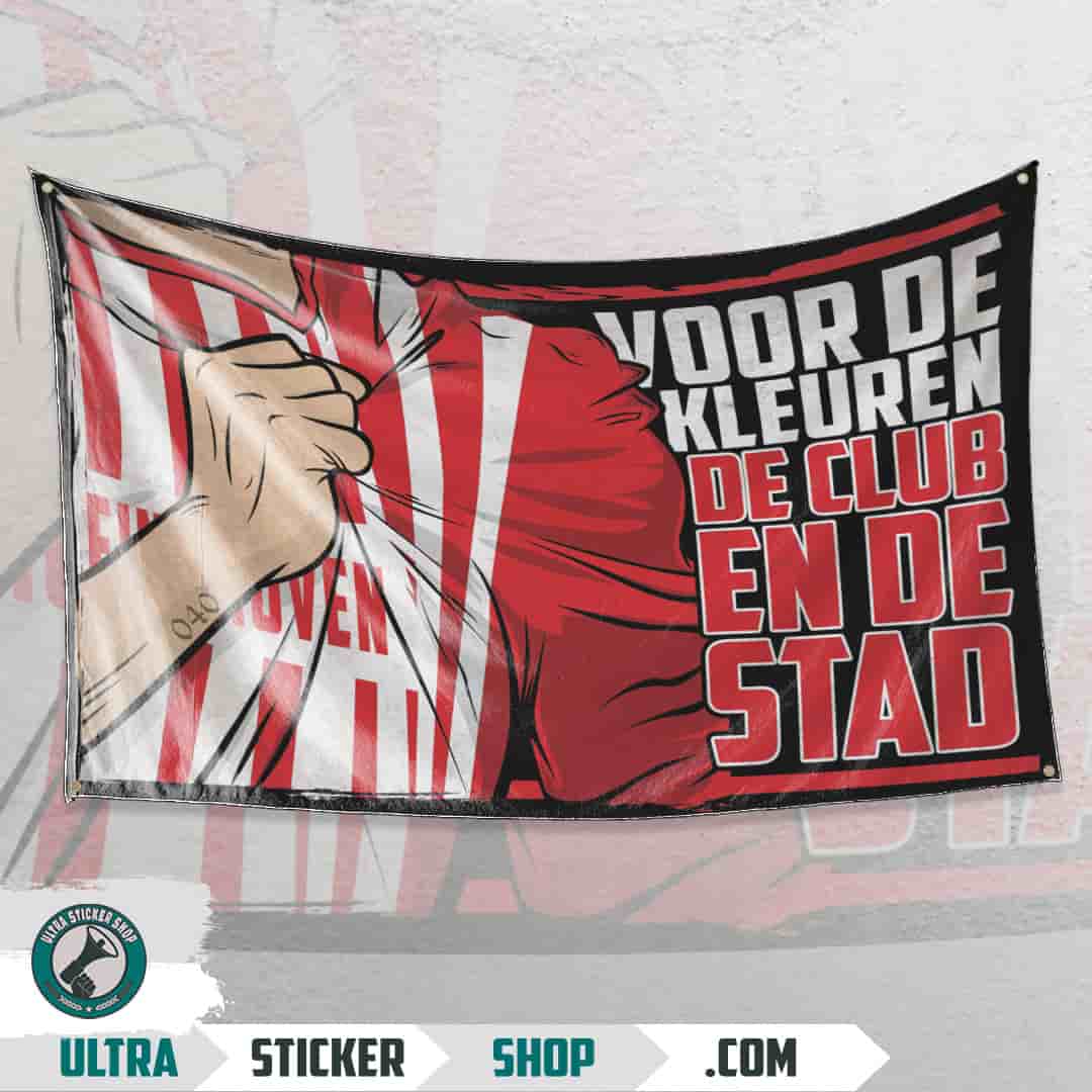 Voor de kleuren de club en de stad-Eindhoven Vlag