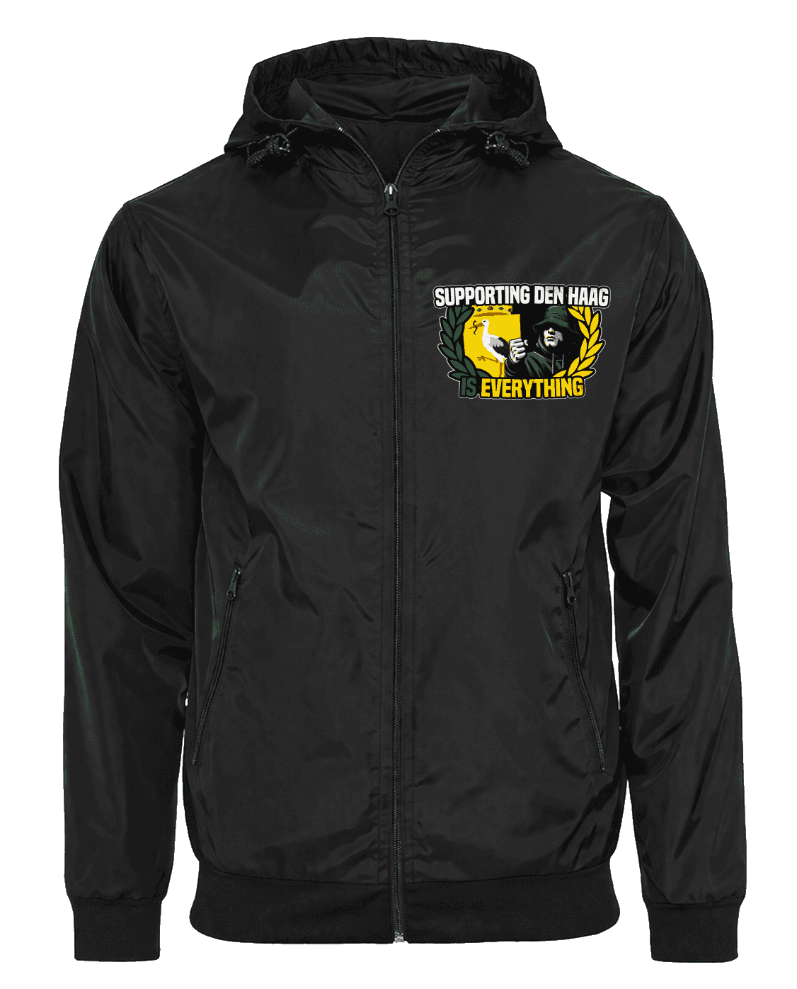Supporting Den Haag is everything Jas met afritsbare bivakmuts