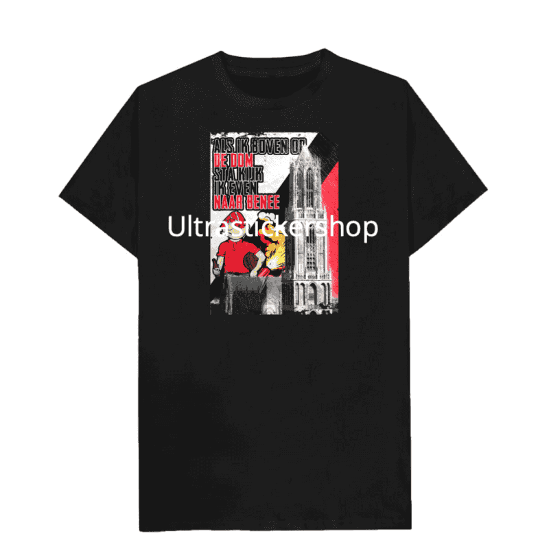 Als ik boven op de dom sta kijk ik even naar benee T-shirt