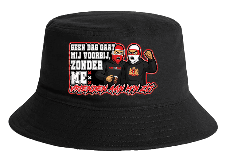 Geen dag gaat mij voorbij zonder me vrienden aan m'n zij Bucket Hat
