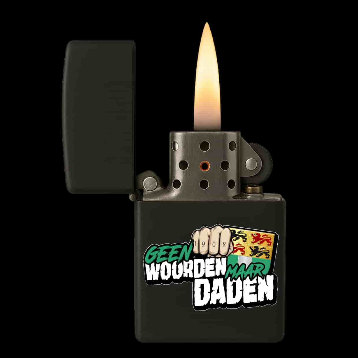Geen woorden maar daden Aansteker