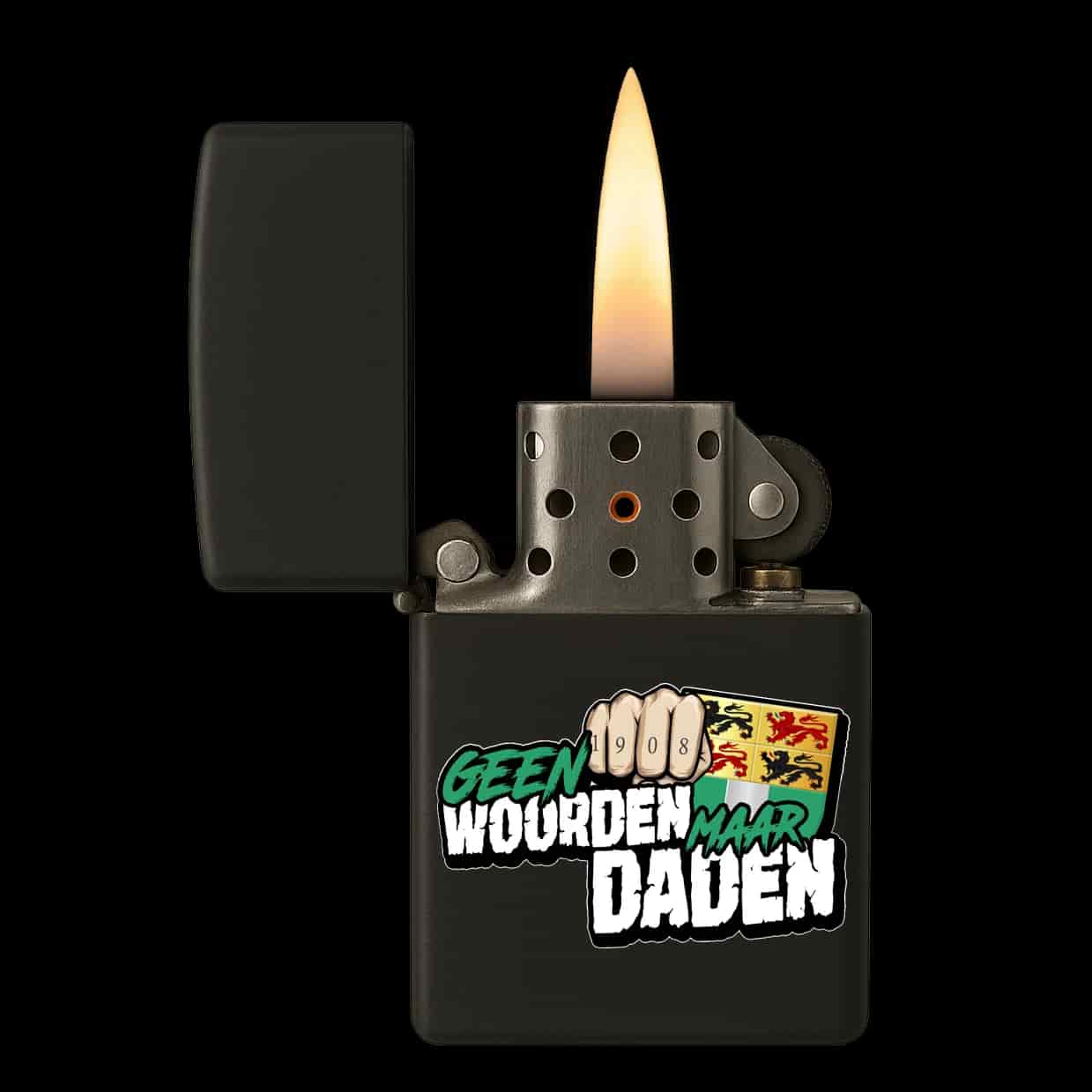 Geen woorden maar daden Aansteker
