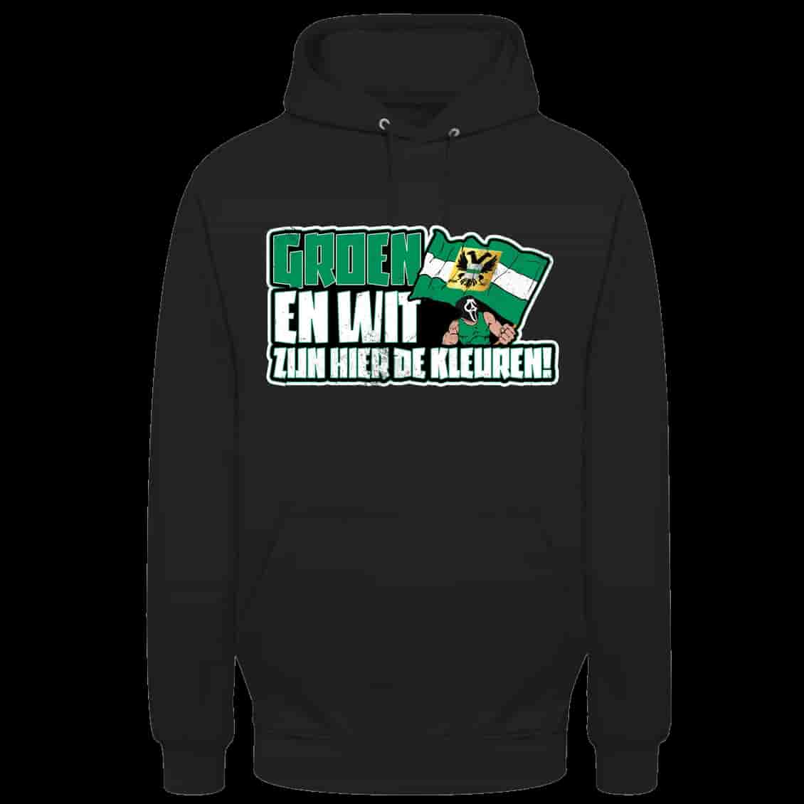 Groen en wit zijn hier de kleuren Hoodie
