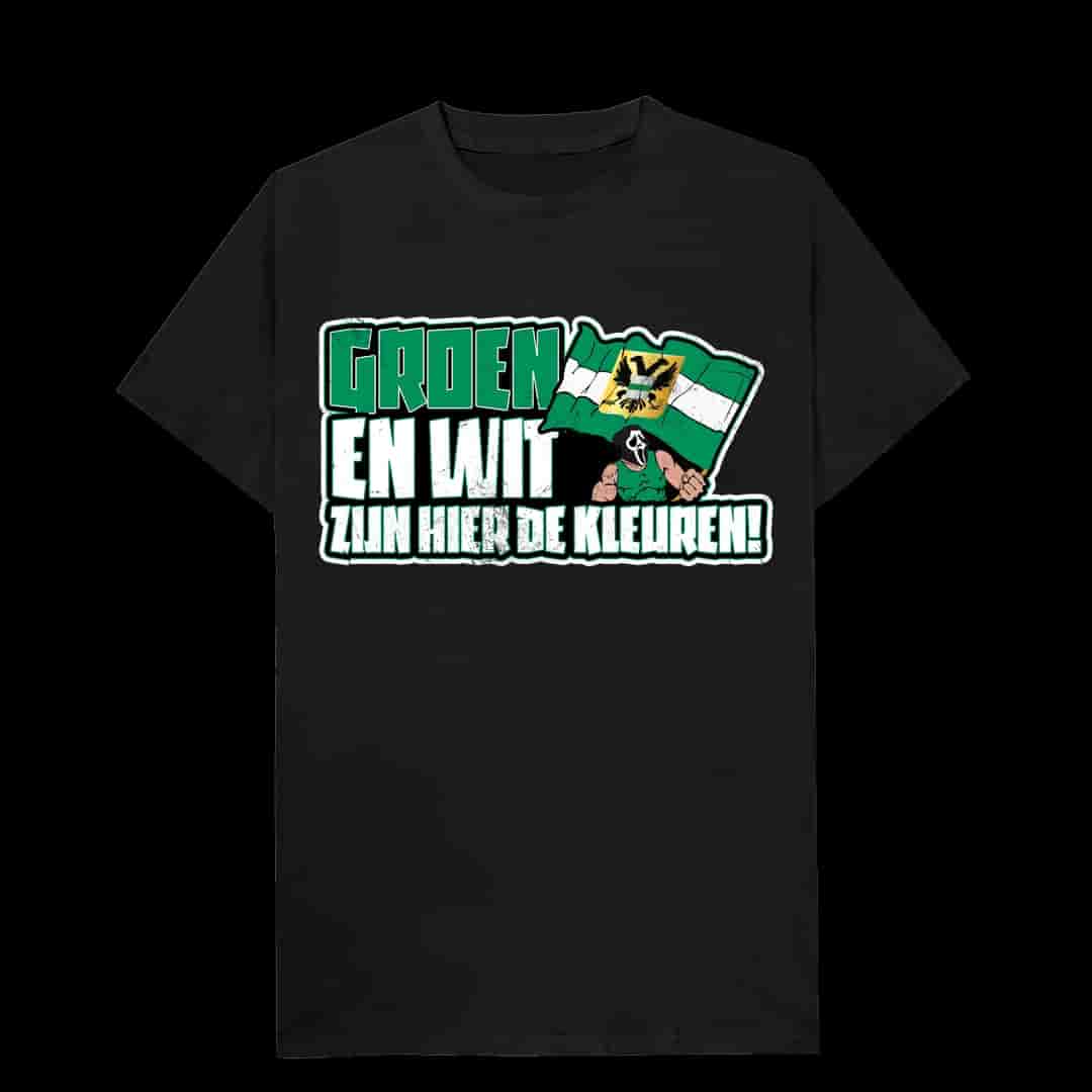 Groen en wit zijn hier de kleuren T-shirt