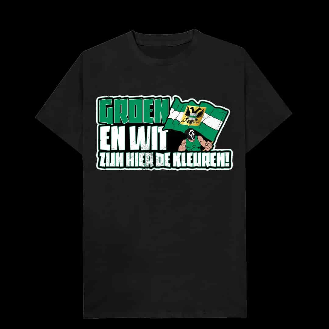 Groen en wit zijn hier de kleuren T-shirt