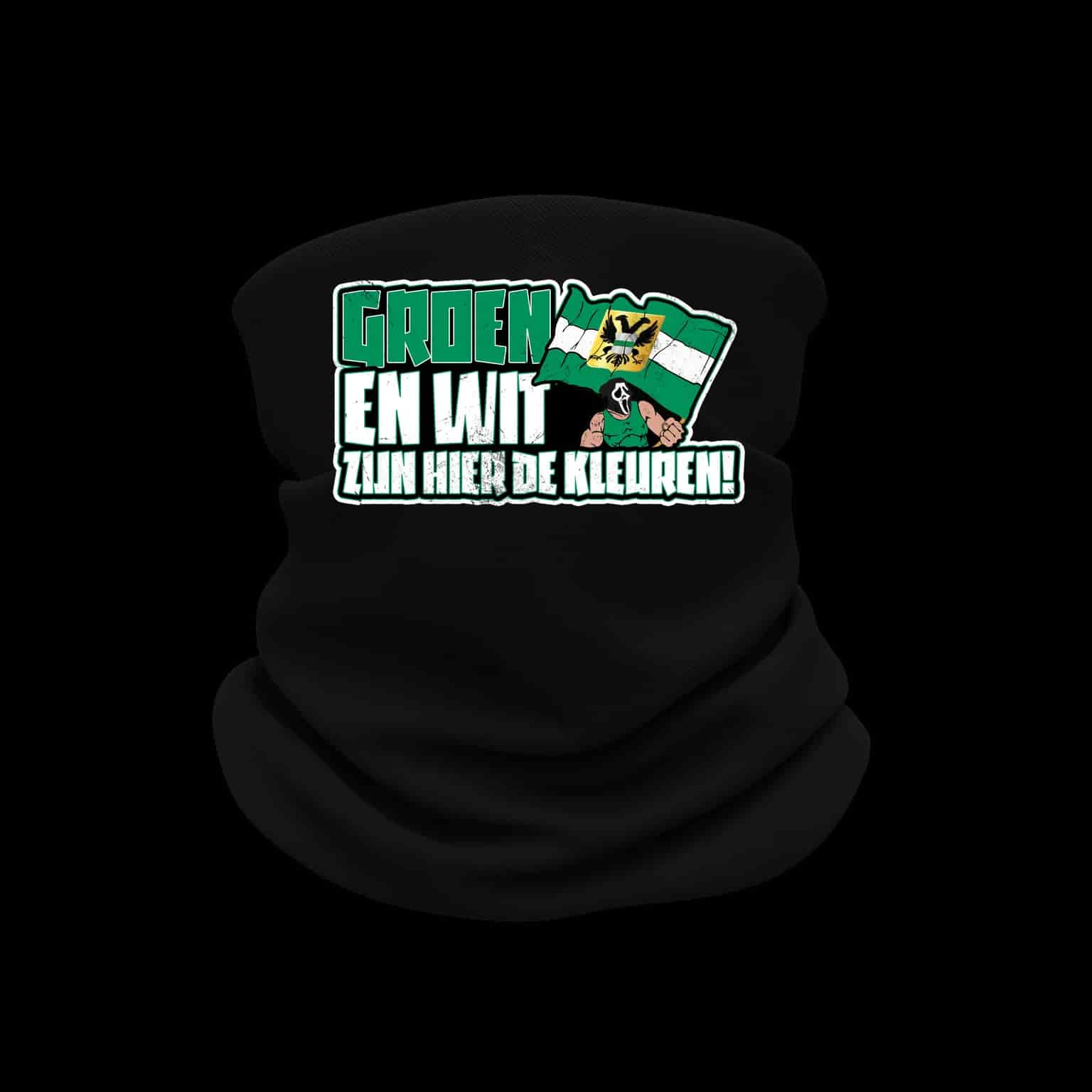 Groen en wit zijn hier de kleuren Nekwarmer