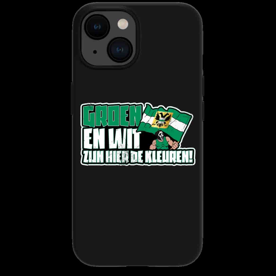 Groen en wit zijn hier de kleuren iPhone hoes