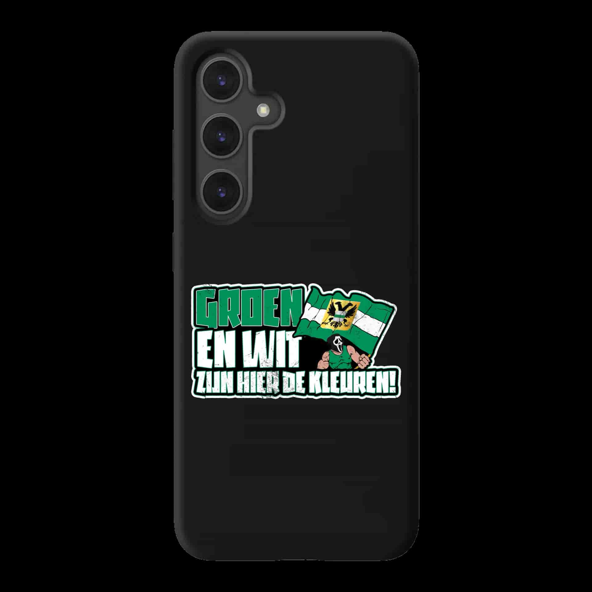 Groen en wit zijn hier de kleuren Samsung Hoes