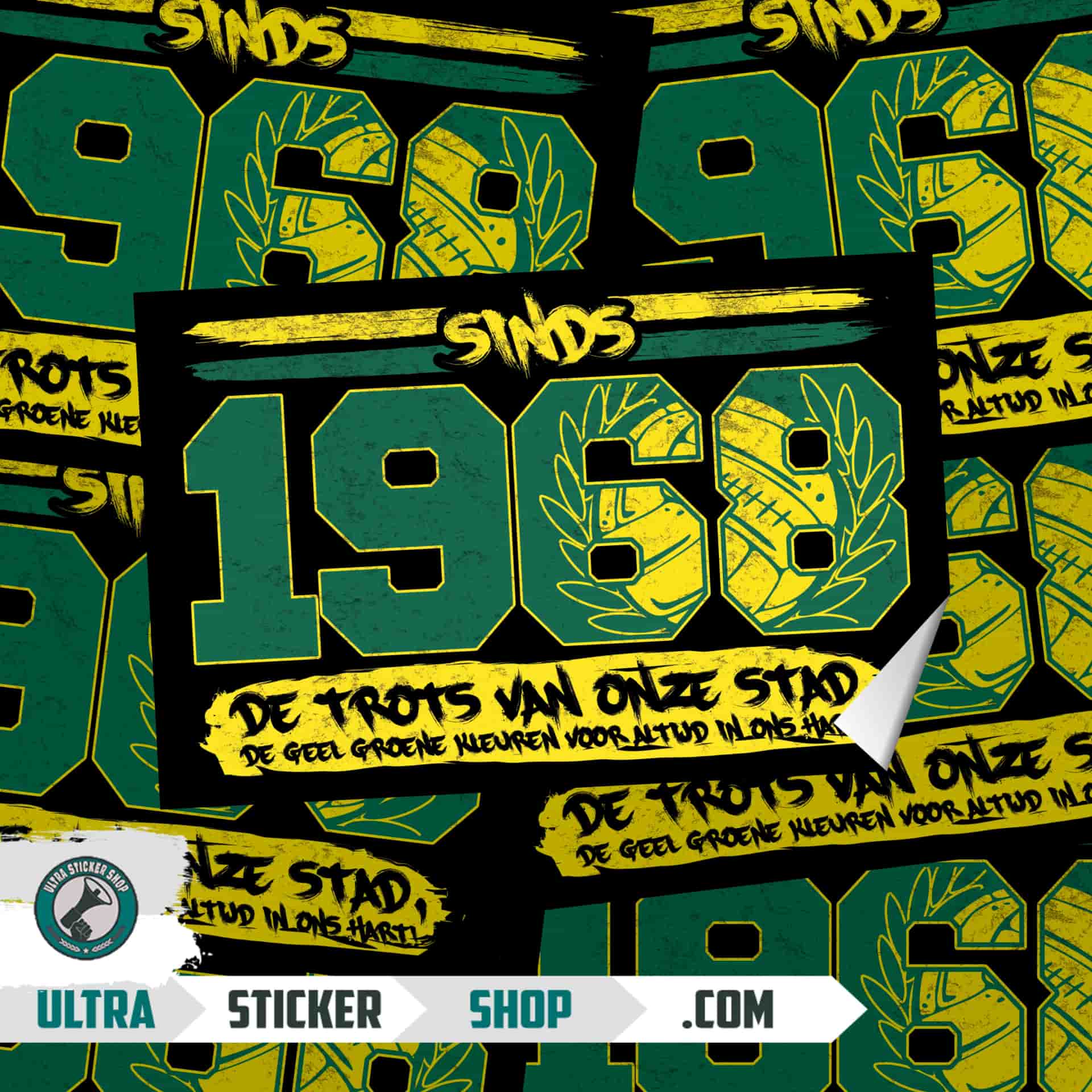 Sinds 1968 de trots van onze stad. De geel groene kleuren voor altijd in ons hart Stickers